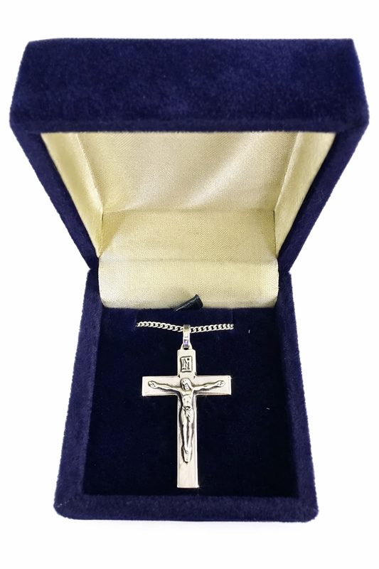Silver Crucifix Pendant, Chain 20"