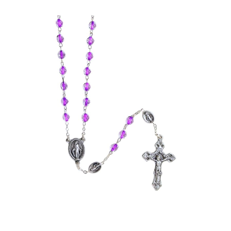 Violet Rosary with Miraculous Medals (Made in Italy)