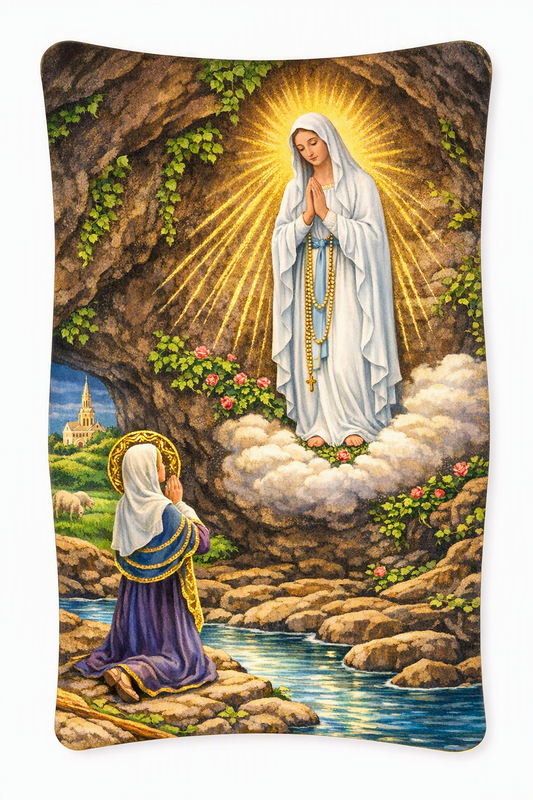 Our Lady of Lourdes Desktop Plaque – 6″ × 4″ (Made in Italy)