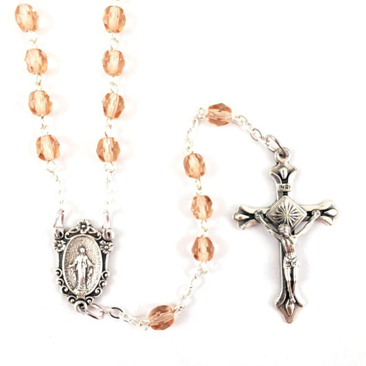 Rose Rosary with Fire Pressed Beads (Made in Italy)