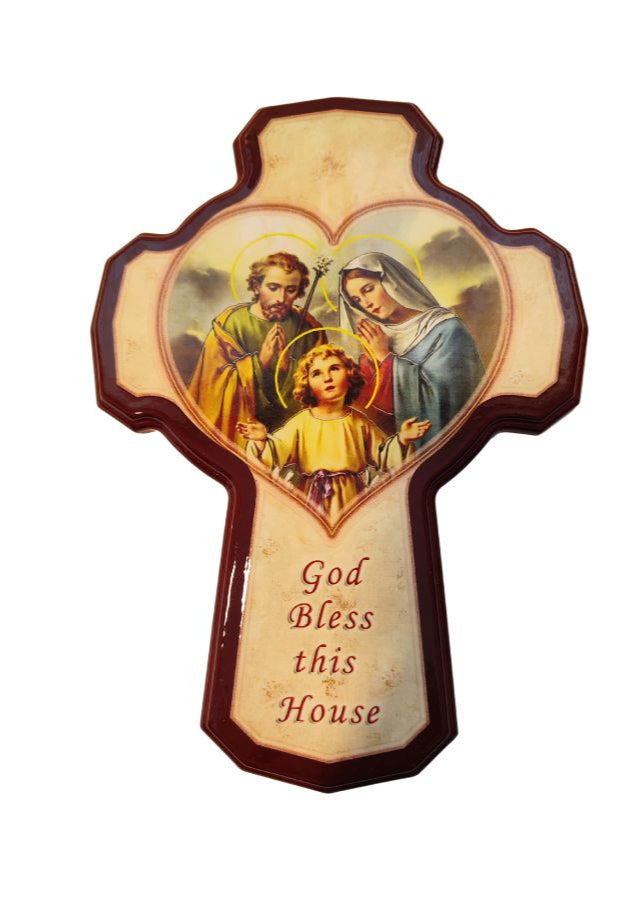 God Bless This House Holy Family Plaque, 8" (Made in Italy)