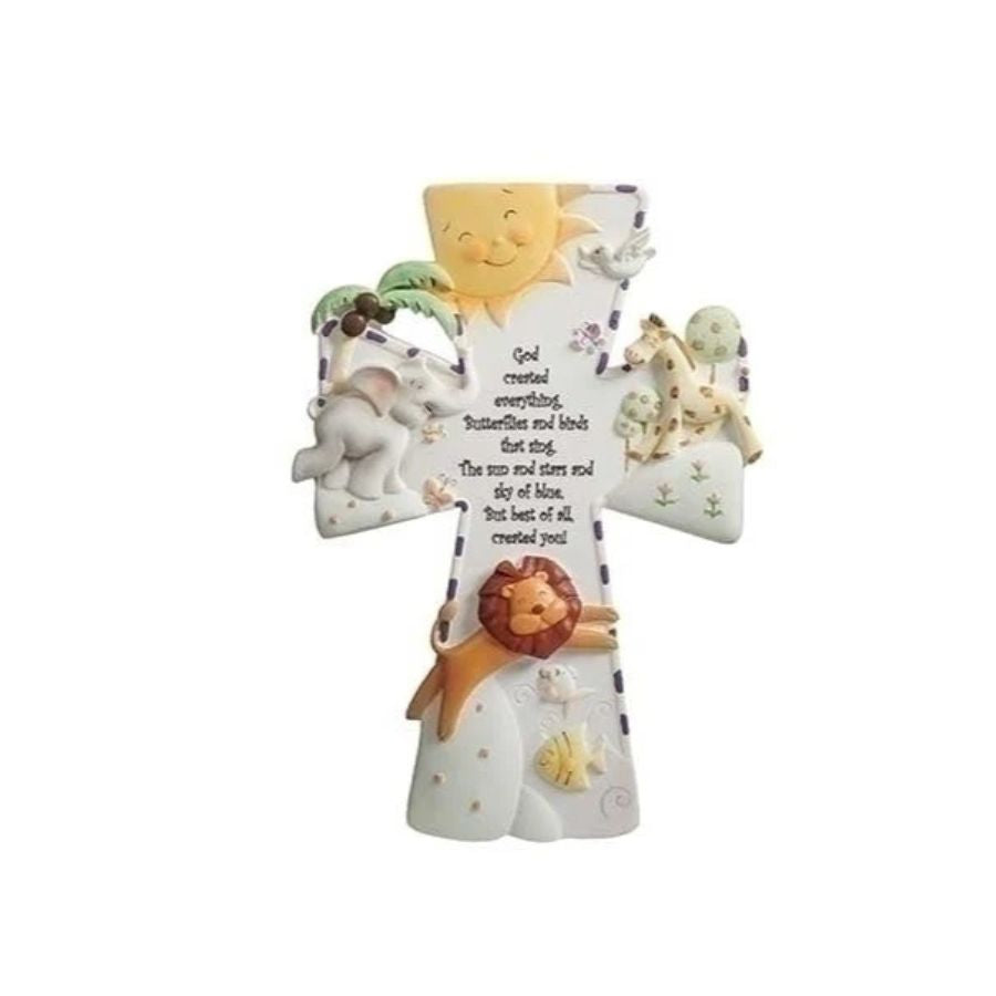 God Created Everything Baby Cross 7"