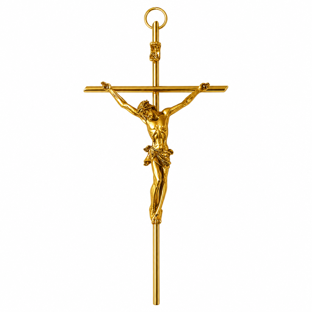 Gold Plated Redeemer Crucifix, 10" (Made in Italy)