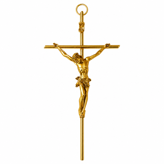 Gold Plated Redeemer Crucifix, 10" (Made in Italy)