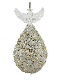 Glass Angel Light White & Gold, LED with timer, 6"