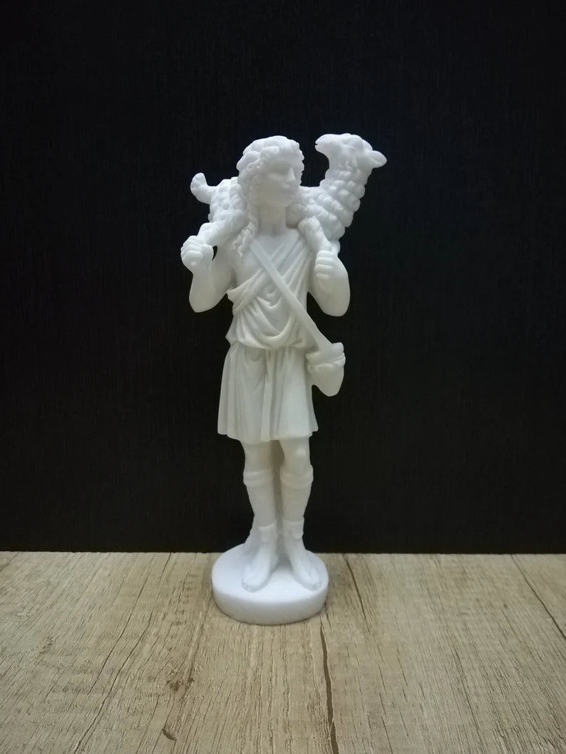 The Good Shepherd Statue Greek Sculpture Design, 6.5" (Made in Italy)