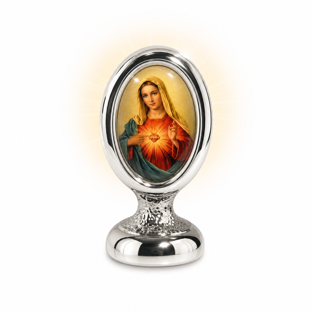 Immaculate Heart of Mary Stand (Silver), 2.5"
