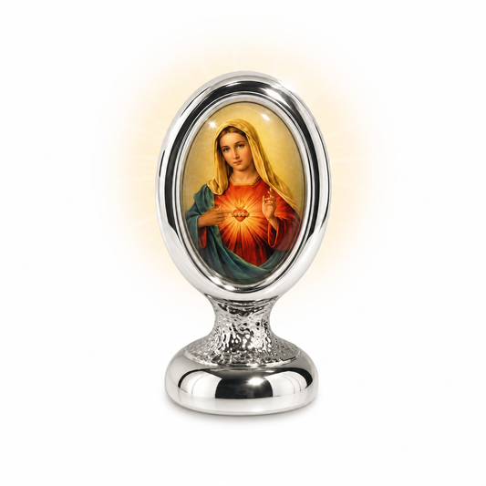 Immaculate Heart of Mary Stand (Silver), 2.5"