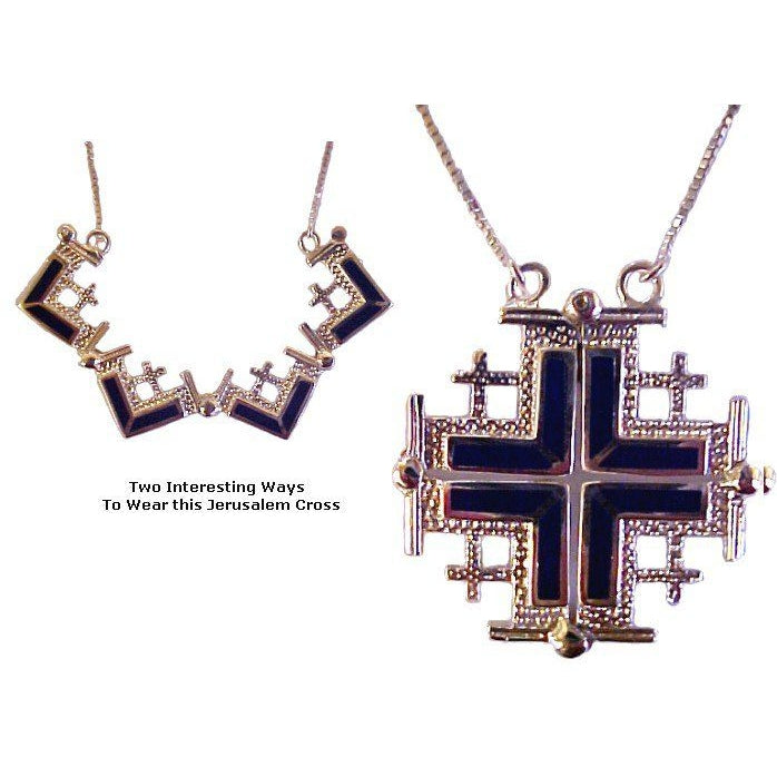 Jerusalem Cross Opening Pendant Necklace (Pearl)