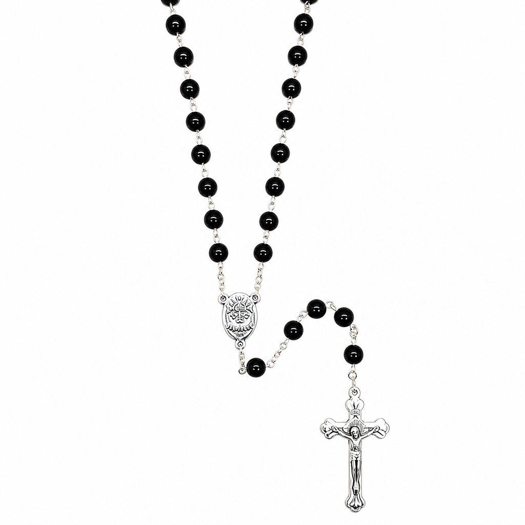 Jerusalem Rosary (Black) with Clear Case