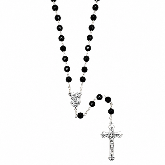Jerusalem Rosary (Black) with Clear Case