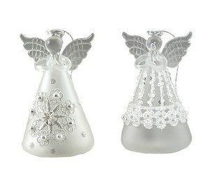 Jeweled Glass Angel, 4" LED with timer