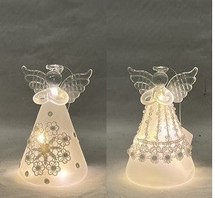Jeweled Glass Angel, 4" LED with timer