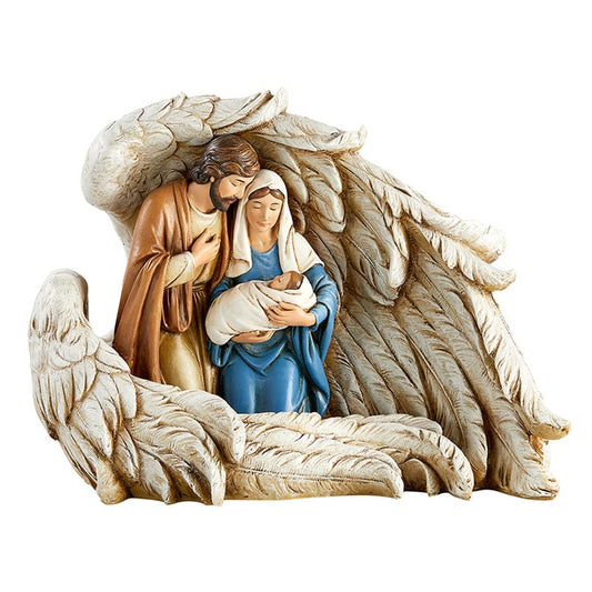 Holy Family in Angel Wings Figurine, 9.5"