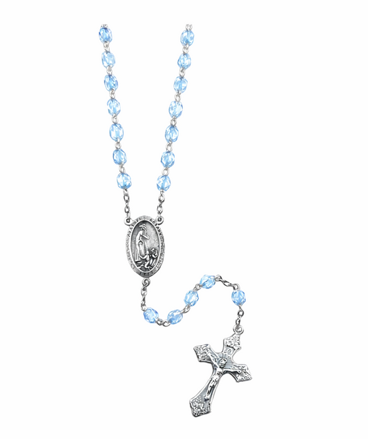 Blue Rosary with Our Lady of Fatima Centre-piece (Made in Italy)
