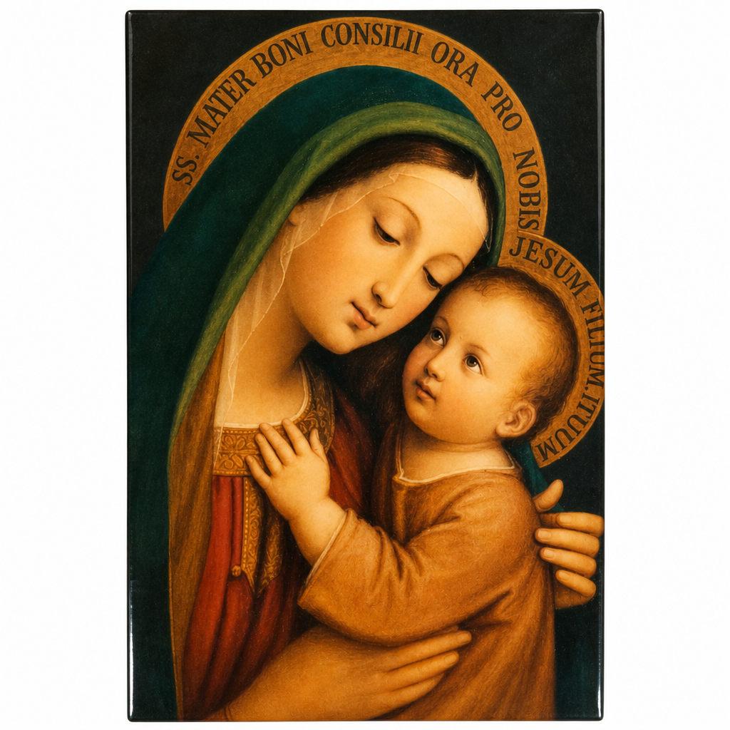 Madonna and Child Desktop Plaque with Easel, 6.75" h