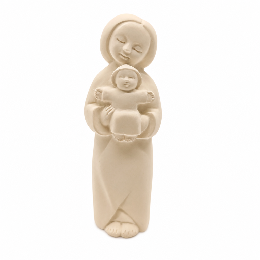 Mother Mary & Child Mini Statue – 3" (White)