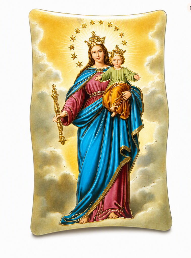 Mary Help of Christians Mini Desktop Plaque - Made in Italy