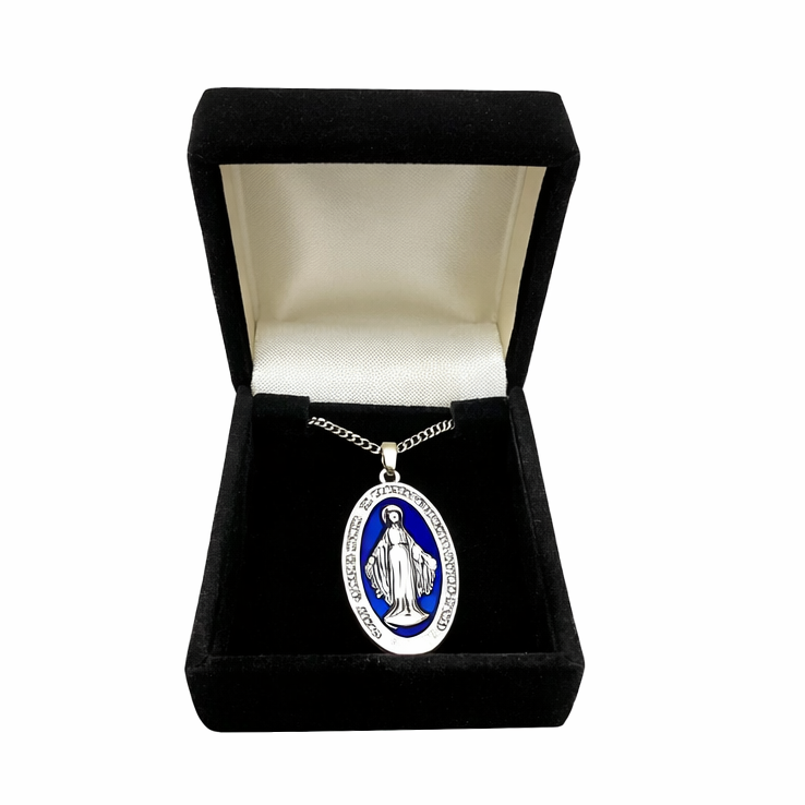 Miraculous Medal (Blue) with 20" Chain