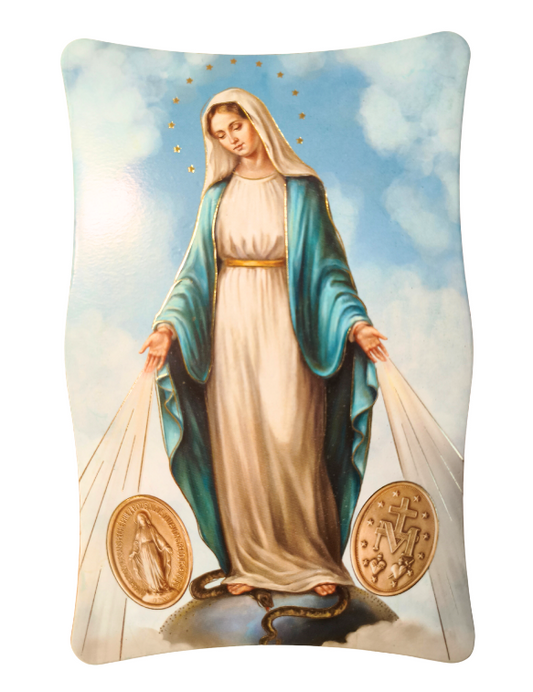 Our Lady of the Miraculous Medal Desktop Plaque – 6″ × 4″ (Made in Italy)