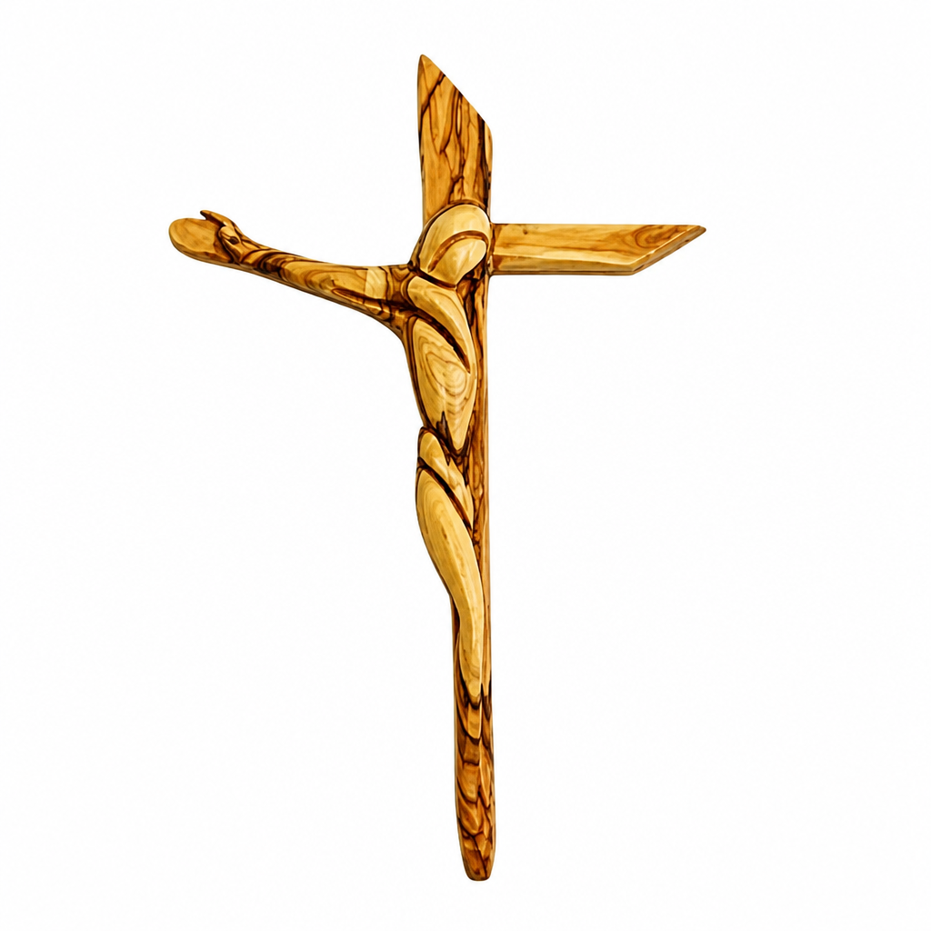 Contemporary Olivewood Crucifix 10"
