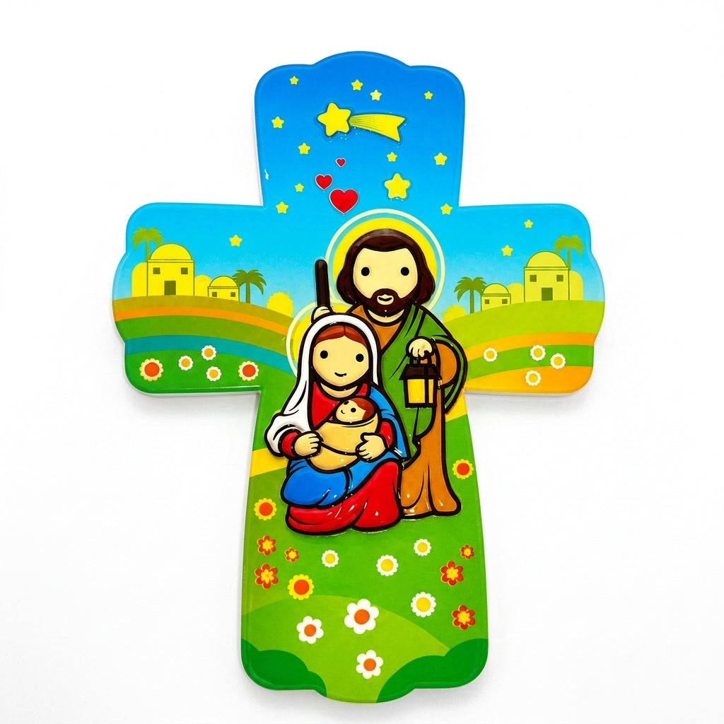 Holy Family 6" Ceramic Cross
