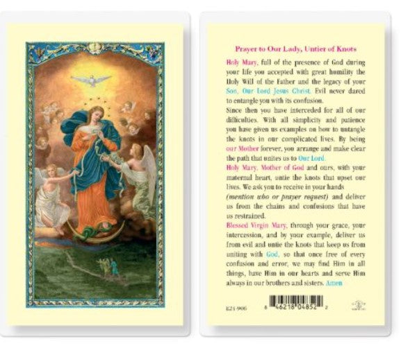 Our Lady of Untier of Knots Laminated Prayer Card