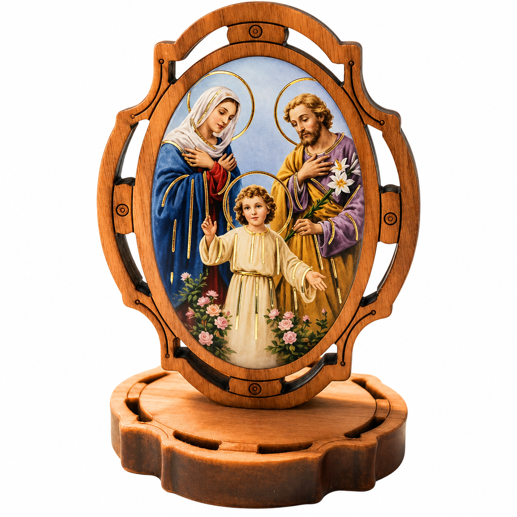 Olivewood Holy Family Mini Stand, 2" x 1.5" (Made in Italy)