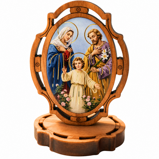 Olivewood Holy Family Mini Stand, 2" x 1.5" (Made in Italy)