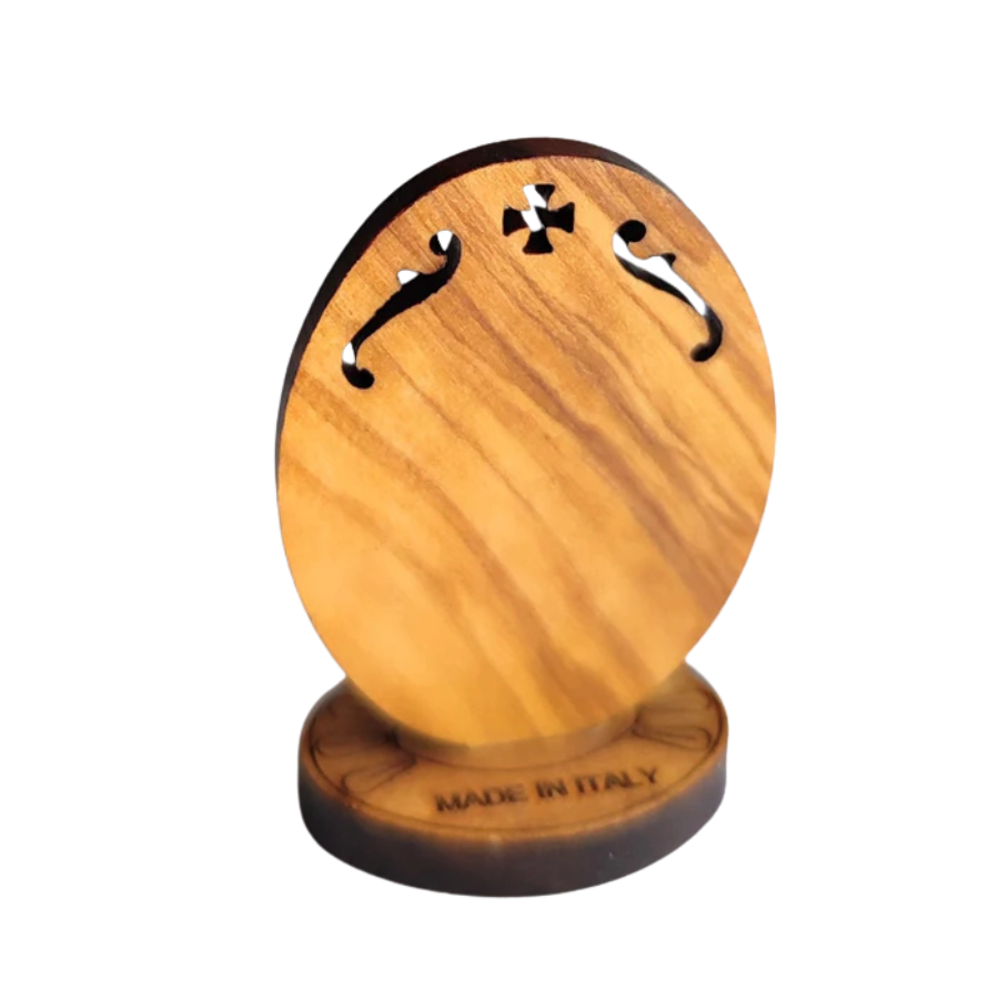 Olivewood Plaque: Chalice & Grapes (Made in Italy)