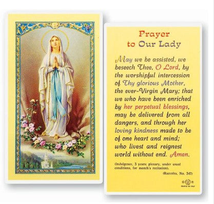 Our Lady of Lourdes Laminated Prayer Card