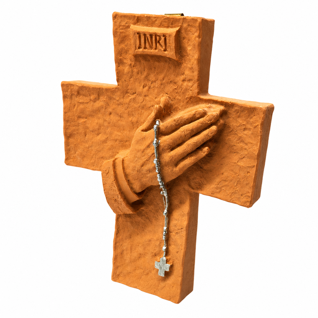 Praying Hands Cross – 5" H × 4" W (Made in Korea)