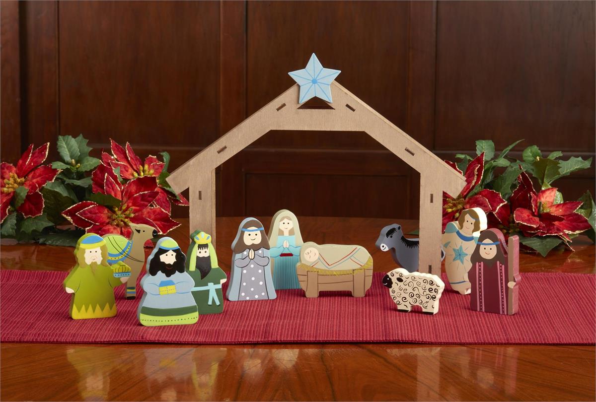 Children's Wooden Nativity Set, 11-pcs.