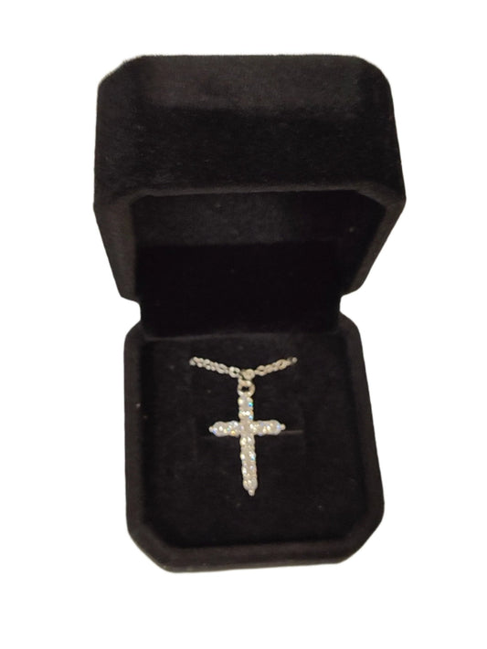 Rhinestone Cross Pendant with Chain