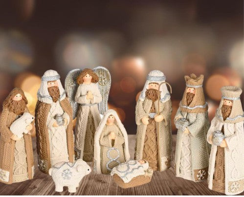 Nativity White Knitted Look 9-piece