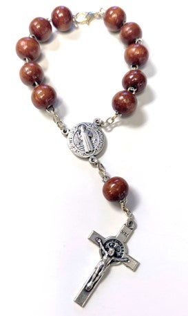 Auto Rosary: St Benedict Decade Rosary - Brown (Italy)