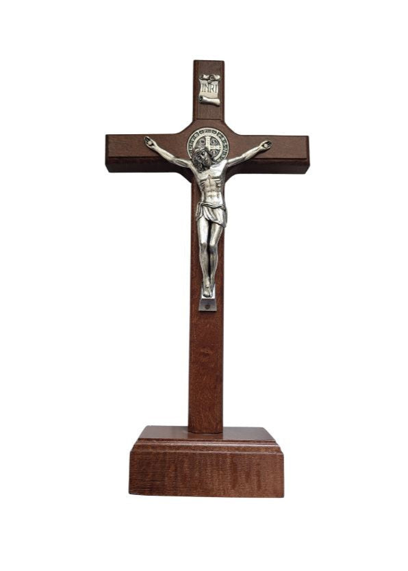 St Benedict Standing Crucifix, 10" (Brown)