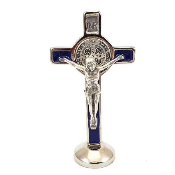St Benedict Standing Crucifix, (Blue) 3"