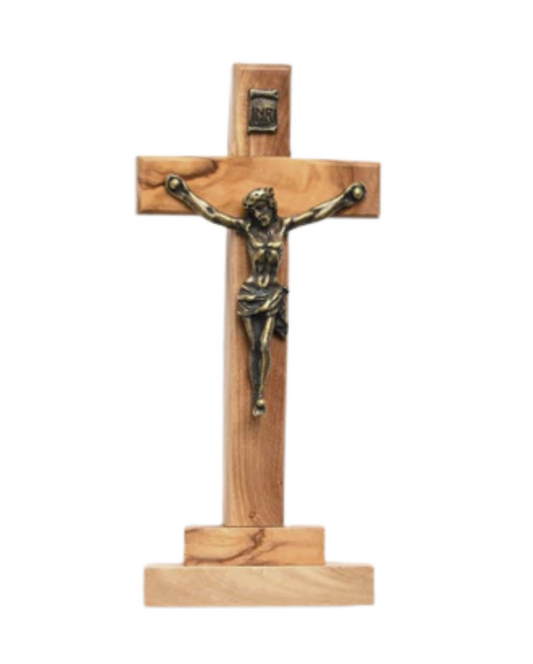Olivewood Standing Crucifix, 5.5"