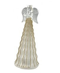 Striped Glass Angel, 7" LED with timer