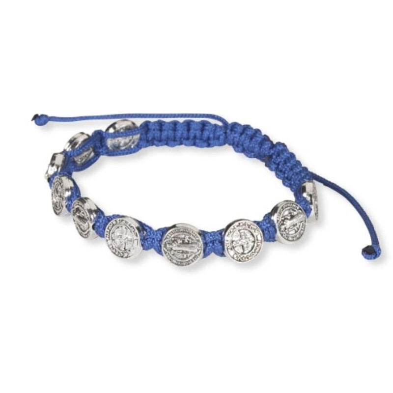 St. Benedict Medal Corded Bracelet in Royal Blue