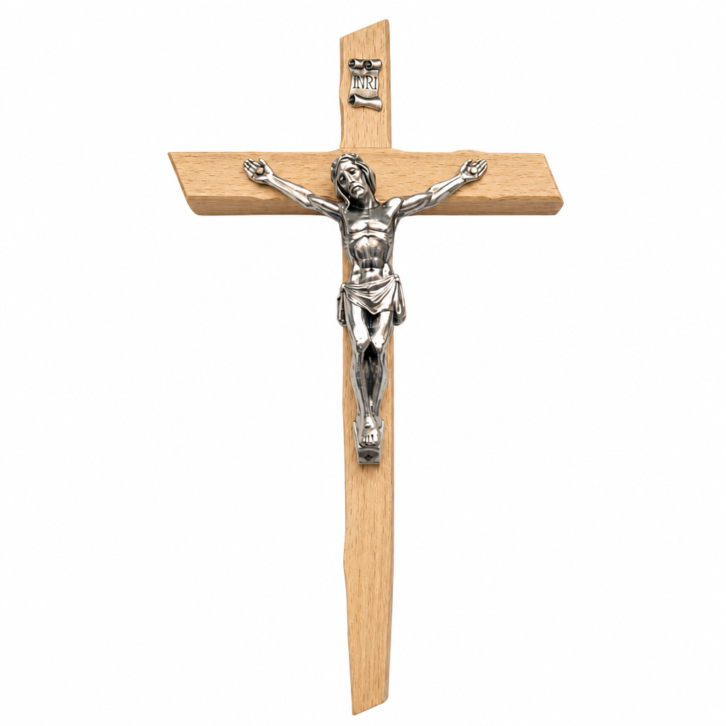 Natural Wood Wall Crucifix, 11"