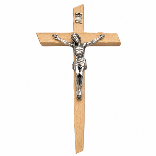 Natural Wood Wall Crucifix, 11"