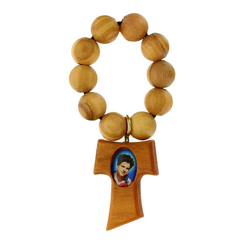 Carlo Acutis Olivewood Decade Rosary Ring, 7 mm (Italy)