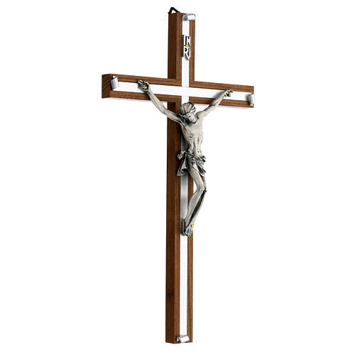 Crucifix with Silver Corpus, 10" (Made in Italy)