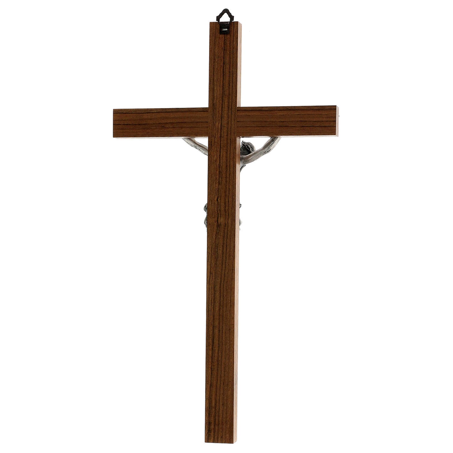 Traditional Italian Crucifix - Walnut and Silver (13.5")