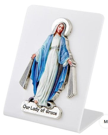 Our Lady of Grace Devotional Desk Plaque, 3.25"