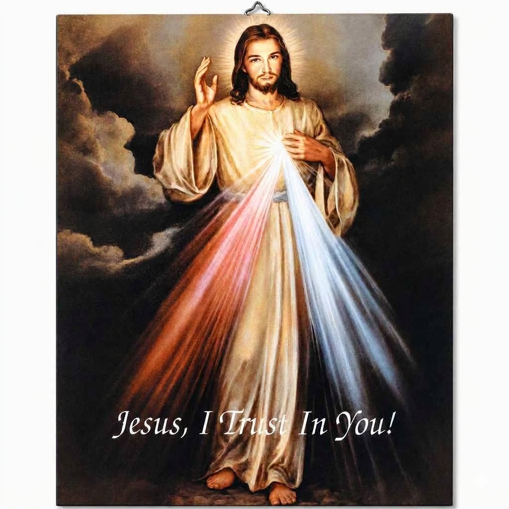 Divine Mercy Wall Plaque (Wood), 9.5"