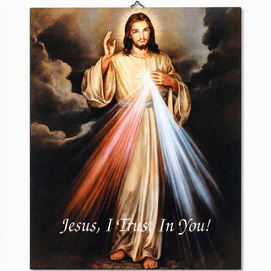 Divine Mercy Wall Plaque (Wood), 9.5"