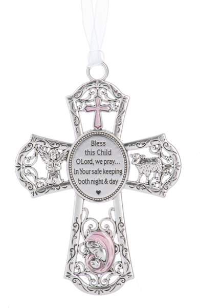 Crib Cross Ornament - Pink